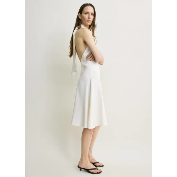 Totême Twist halter dress in Ecru - Dresses - Scandinavian Minimalist Luxury at Coveti