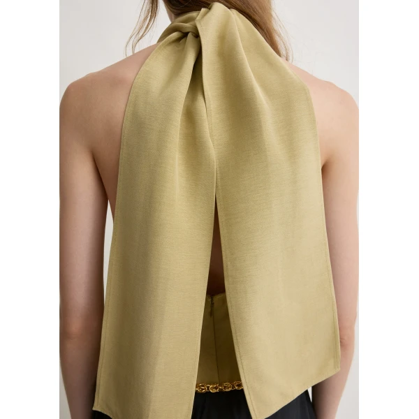 Totême Twist halter top in Cumin - Tops - Scandinavian Minimalist Luxury at Coveti