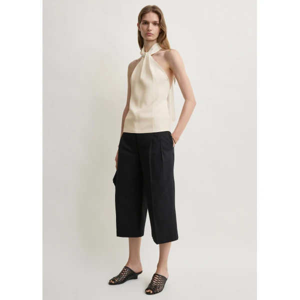 Totême Twist halter top in Ecru - Tops - Scandinavian Minimalist Luxury at Coveti