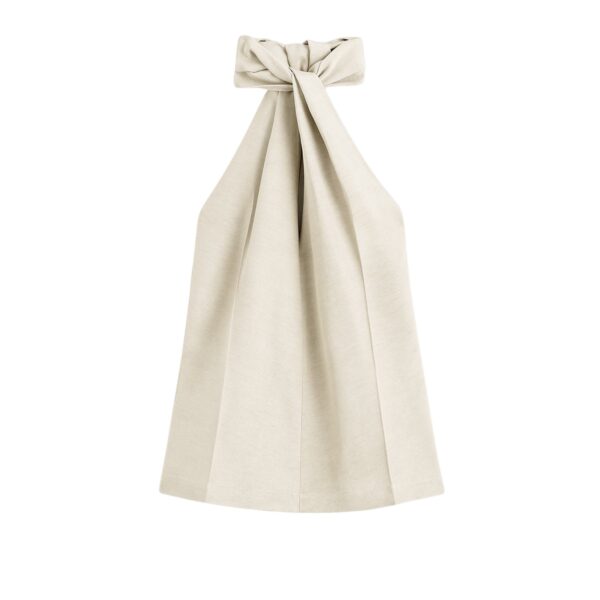 Totême Twist halter top in Ecru - Tops - Scandinavian Minimalist Luxury at Coveti