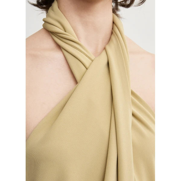 Totême Twisted jersey halter top in Chai - Tops - Scandinavian Minimalist Luxury at Coveti