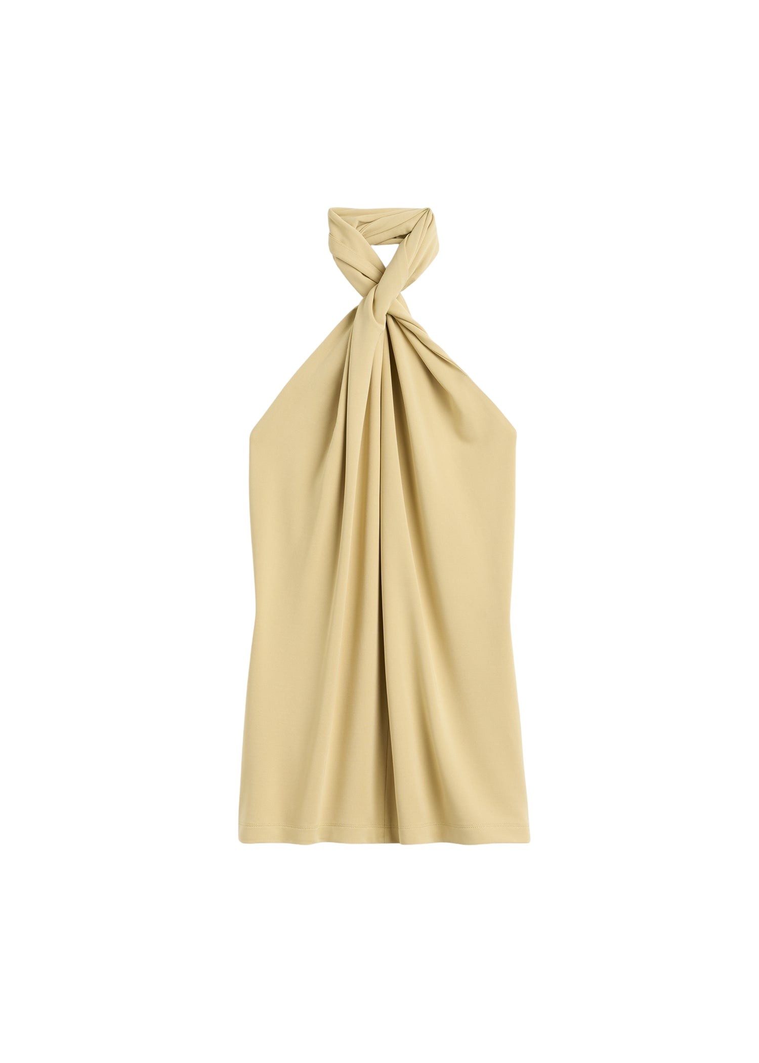Totême Twisted jersey halter top in Chai - Tops - Scandinavian Minimalist Luxury at Coveti