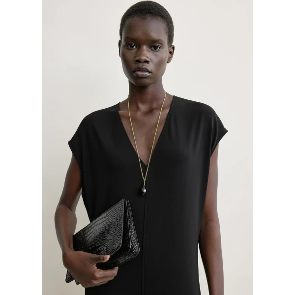 Totême V-neck jersey dress in Black - Dresses - Scandinavian Minimalist Luxury at Coveti