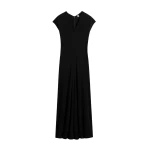 Totême V-neck jersey dress in Black - Dresses - Scandinavian Minimalist Luxury at Coveti