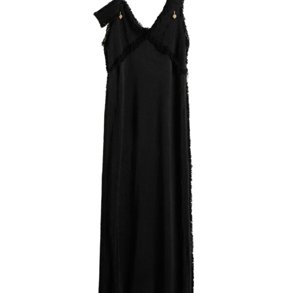 Totême V-neck raw slip dress in Black - Dresses - Scandinavian Minimalist Luxury at Coveti