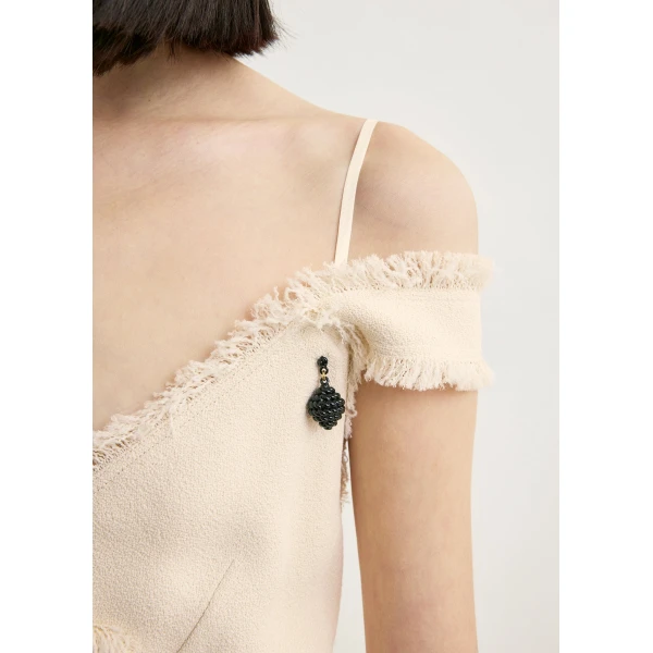 Totême V-neck raw slip dress in Stone - Dresses - Scandinavian Minimalist Luxury at Coveti