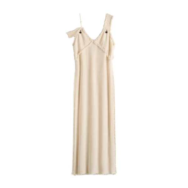 Toteme V-neck raw slip dress in Stone
