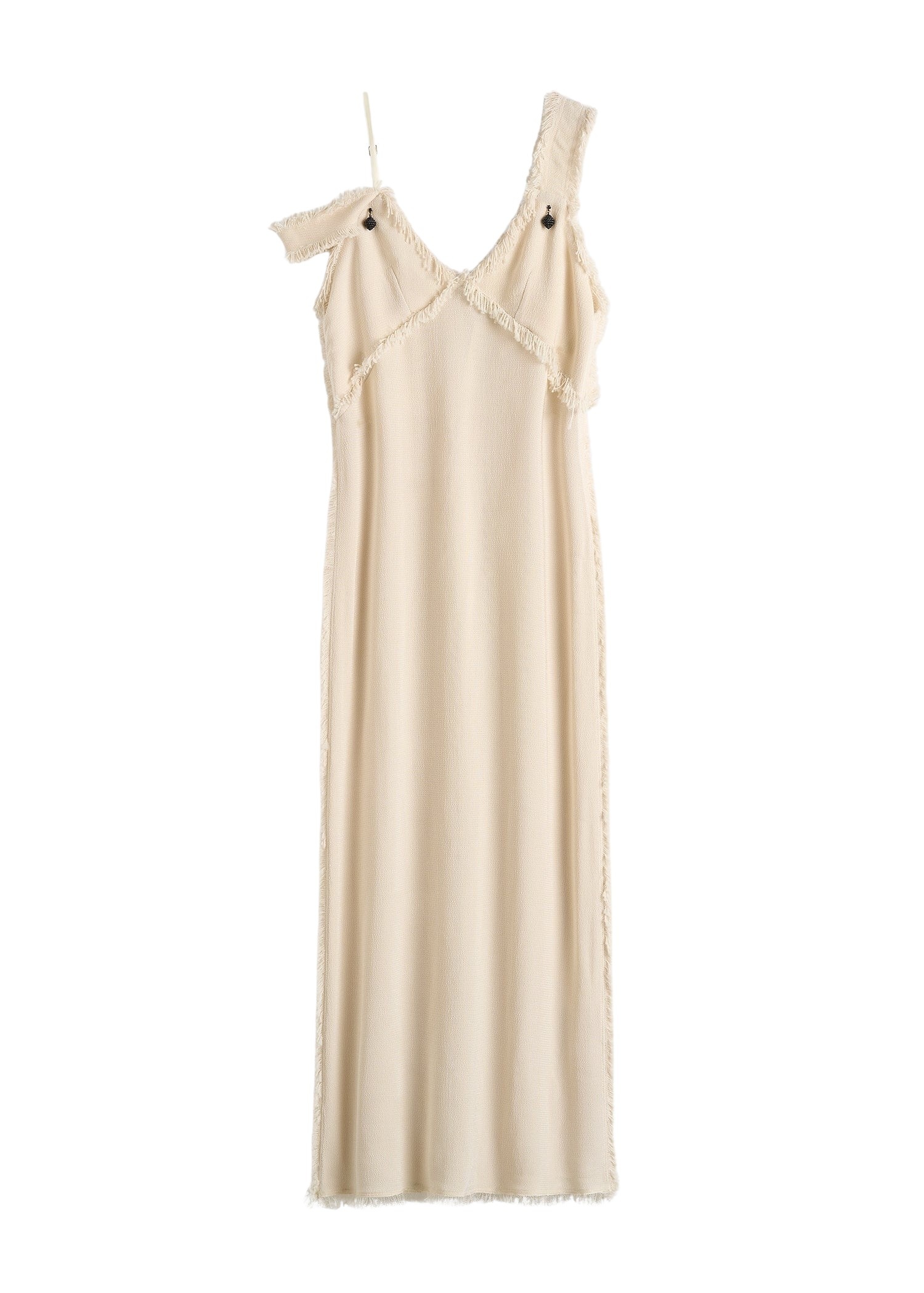 Totême V-neck raw slip dress in Stone - Dresses - Scandinavian Minimalist Luxury at Coveti