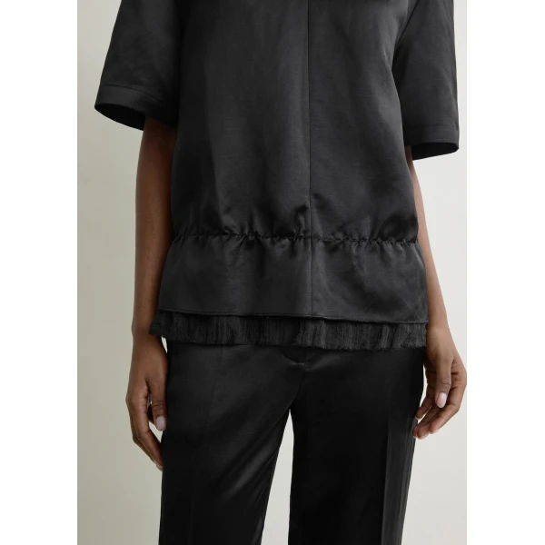 Totême V-neck satin pullover in Black - Tops - Scandinavian Minimalist Luxury at Coveti