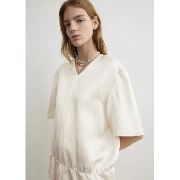 Totême V-neck satin pullover in White - Tops - Scandinavian Minimalist Luxury at Coveti