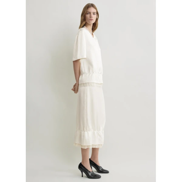 Totême V-neck satin pullover in White - Tops - Scandinavian Minimalist Luxury at Coveti