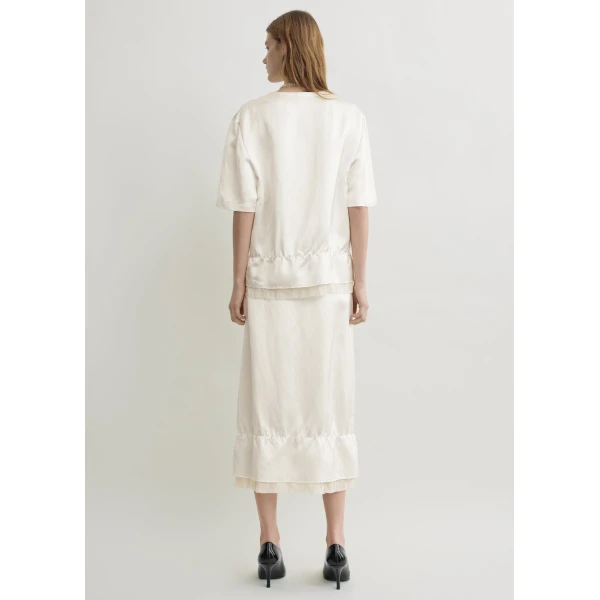 Totême V-neck satin pullover in White - Tops - Scandinavian Minimalist Luxury at Coveti