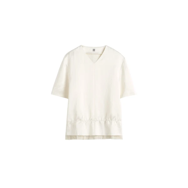 Toteme V-neck satin pullover in White Top