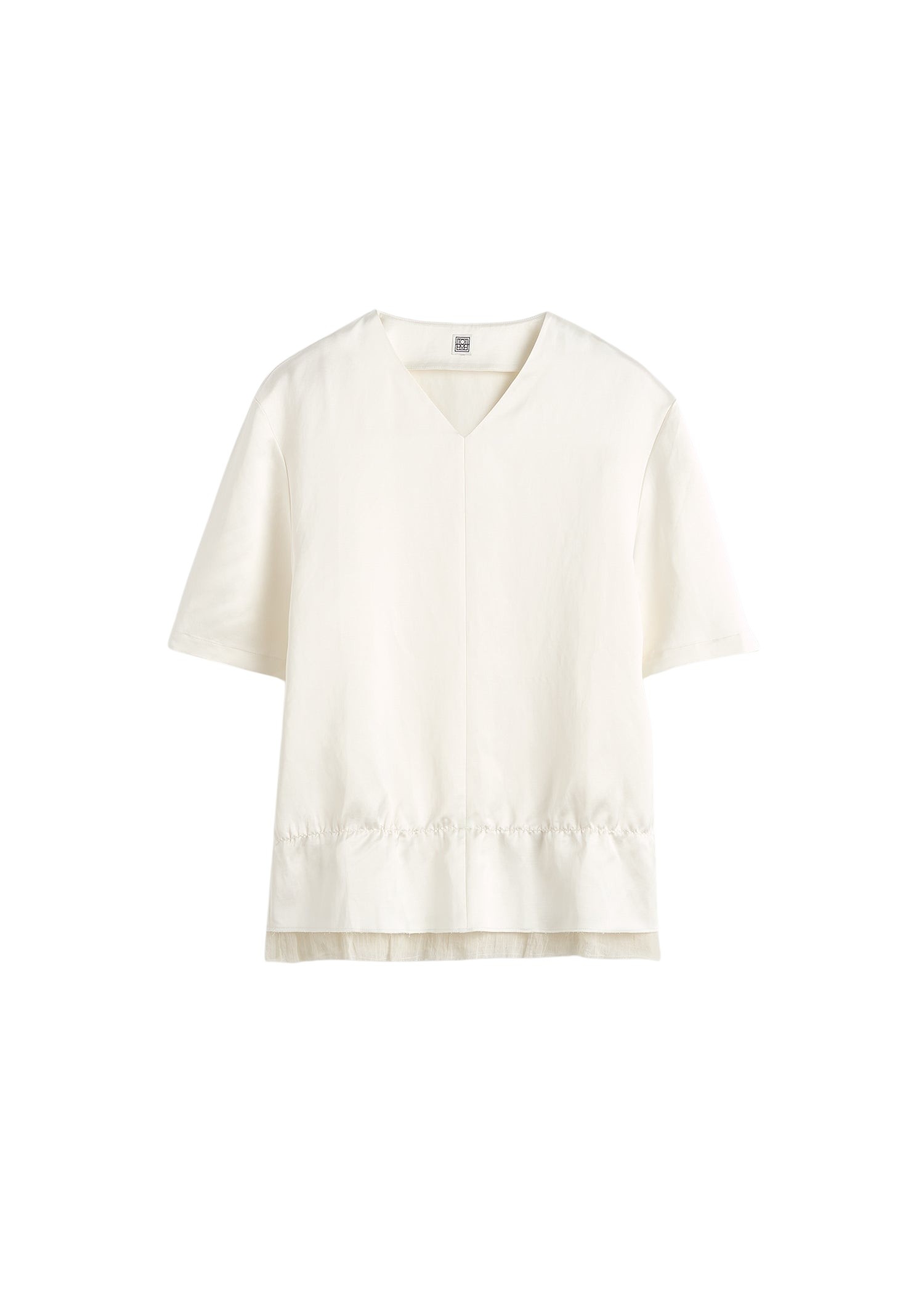 Totême V-neck satin pullover in White - Tops - Scandinavian Minimalist Luxury at Coveti