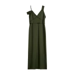 Totême V-neck slip dress in Bottle green - Dresses - Scandinavian Minimalist Luxury at Coveti