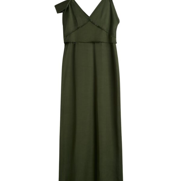 Totême V-neck slip dress in Bottle green - Dresses - Scandinavian Minimalist Luxury at Coveti