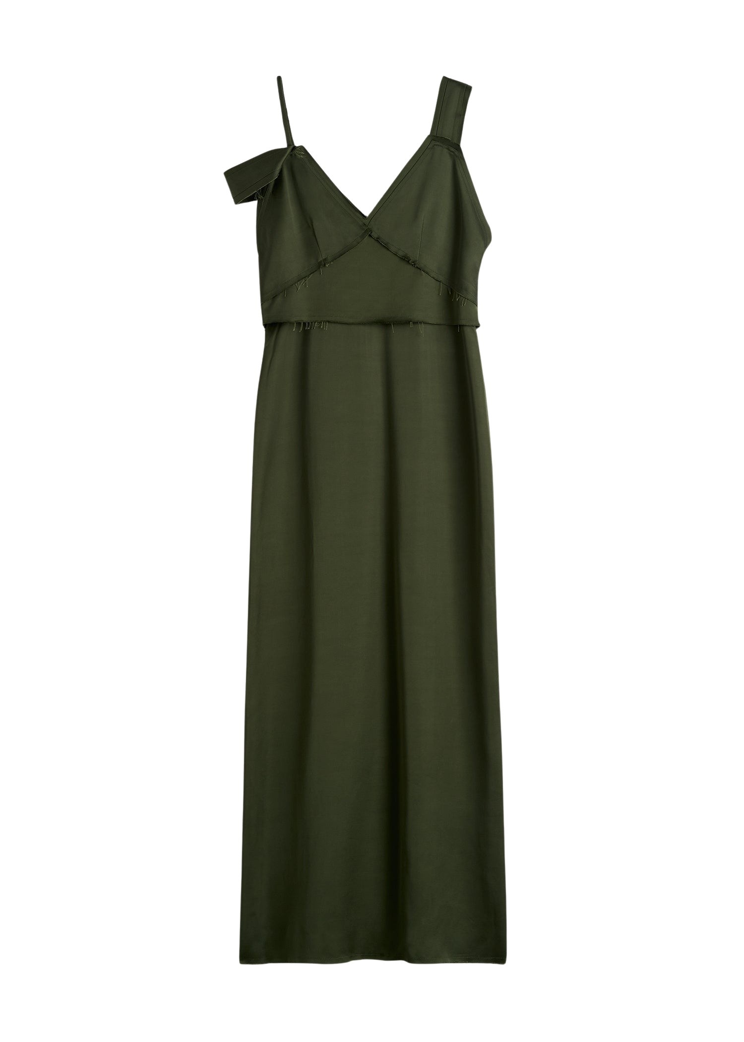 Totême V-neck slip dress in Bottle green - Dresses - Scandinavian Minimalist Luxury at Coveti