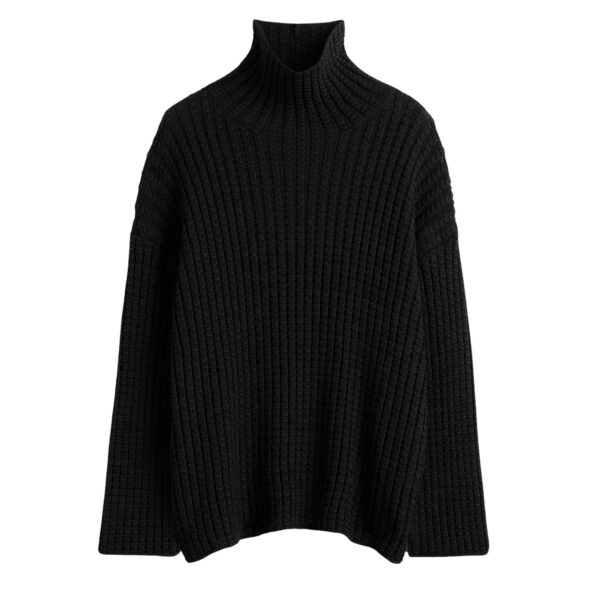 Totême Whipstitch knit in Black - Knitwear - Scandinavian Minimalist Luxury at Coveti