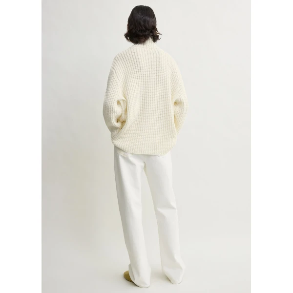 Totême Whipstitch knit in Milk - Knitwear - Scandinavian Minimalist Luxury at Coveti