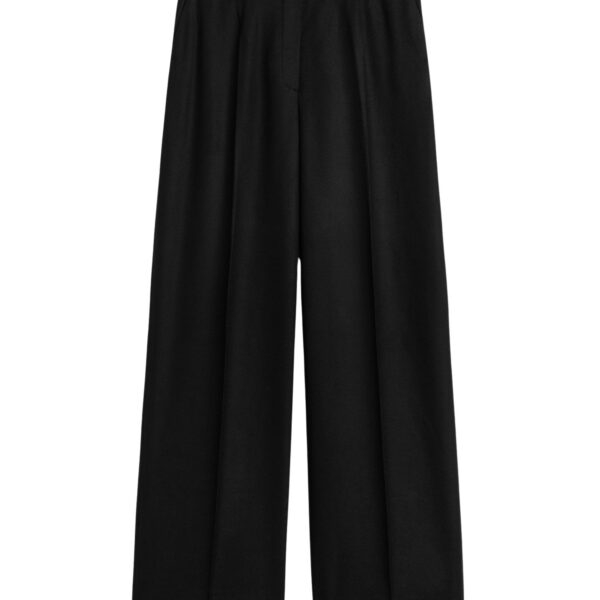 Totême Wide flannel trousers in Black - Pants - Scandinavian Minimalist Luxury at Coveti