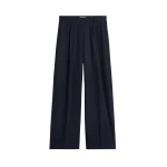Totême Wide flannel trousers in Navy - Pants - Scandinavian Minimalist Luxury at Coveti