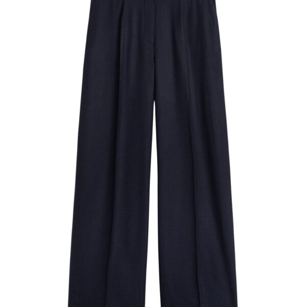 Totême Wide flannel trousers in Navy - Pants - Scandinavian Minimalist Luxury at Coveti