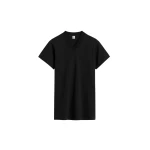 Totême Wide-ribbed v-neck tee in Black - Tops - Scandinavian Minimalist Luxury at Coveti