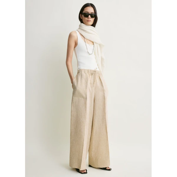Totême Wide summer trousers in Natural - Pants - Scandinavian Minimalist Luxury at Coveti