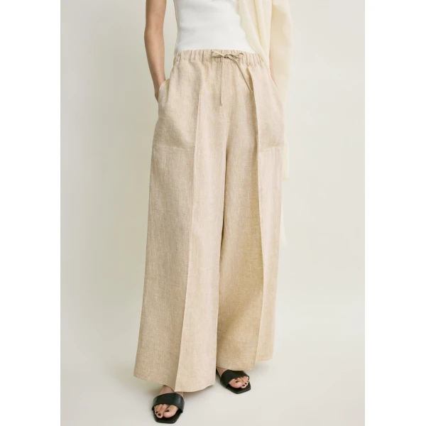 Totême Wide summer trousers in Natural - Pants - Scandinavian Minimalist Luxury at Coveti