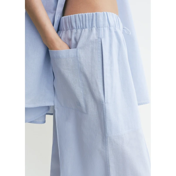 Totême Wide summer trousers in Sky - Pants - Scandinavian Minimalist Luxury at Coveti