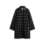 Totême Windowpane country coat in Black / White - Coats - Scandinavian Minimalist Luxury at Coveti