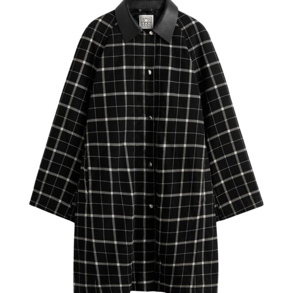Totême Windowpane country coat in Black / White - Coats - Scandinavian Minimalist Luxury at Coveti