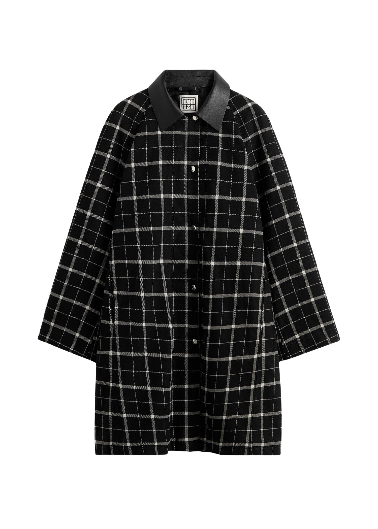 Totême Windowpane country coat in Black / White - Coats - Scandinavian Minimalist Luxury at Coveti