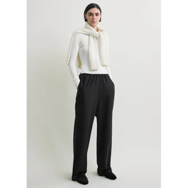 Totême Winter pj bottoms in Black - Pants - Scandinavian Minimalist Luxury at Coveti