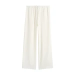 Totême Woven stripe drawstring trousers in Meringue - Pants - Scandinavian Minimalist Luxury at Coveti