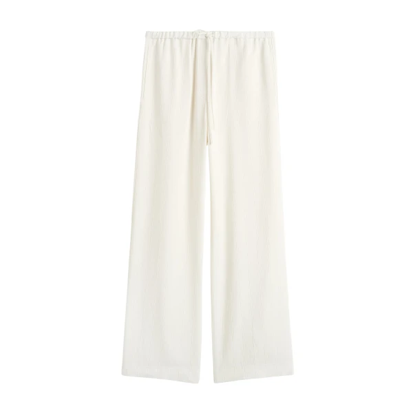 Toteme Woven stripe drawstring trousers in Meringue