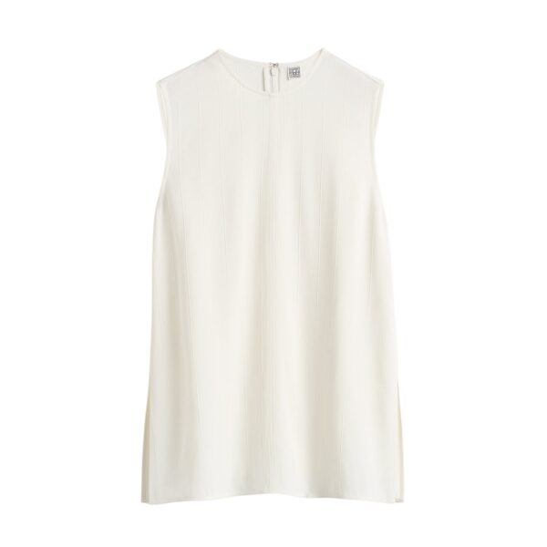 Woven stripe top in Meringue