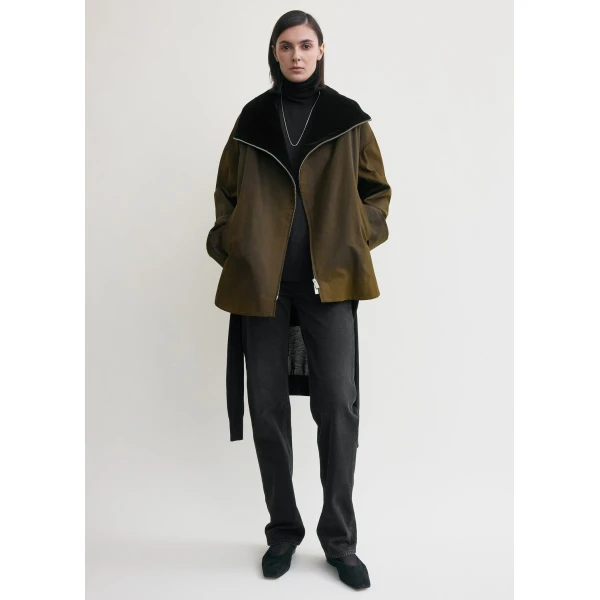Totême Zipped country jacket in Bark - Jackets - Scandinavian Minimalist Luxury at Coveti