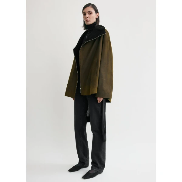 Totême Zipped country jacket in Bark - Jackets - Scandinavian Minimalist Luxury at Coveti