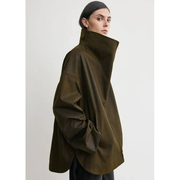 Totême Zipped country jacket in Bark - Jackets - Scandinavian Minimalist Luxury at Coveti