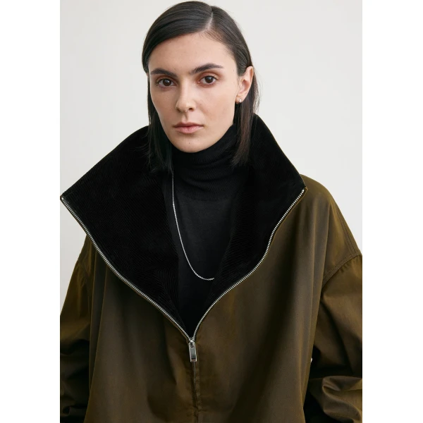 Totême Zipped country jacket in Bark - Jackets - Scandinavian Minimalist Luxury at Coveti