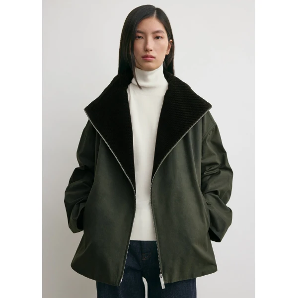 Totême Zipped country jacket in Forest - Jackets - Scandinavian Minimalist Luxury at Coveti