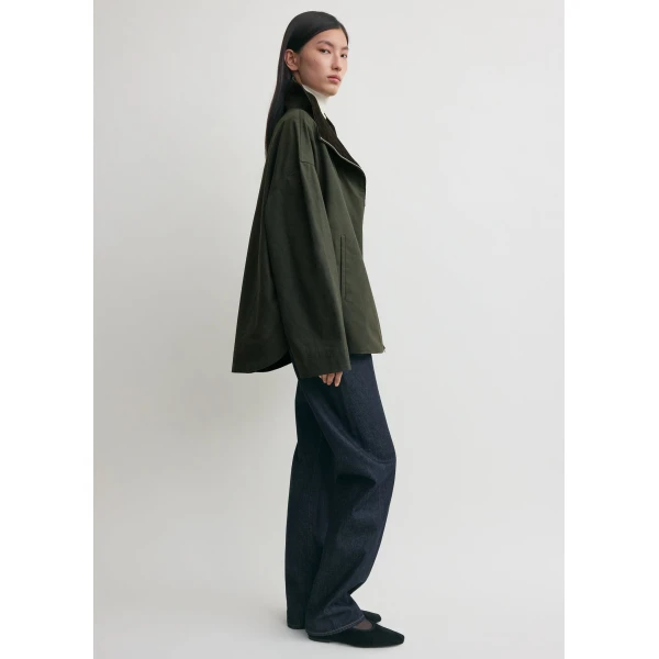 Totême Zipped country jacket in Forest - Jackets - Scandinavian Minimalist Luxury at Coveti