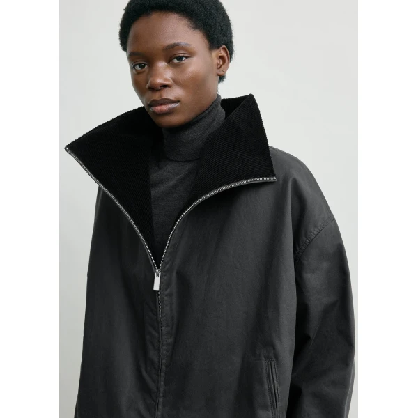 Totême Zipped country jacket in Washed black - Jackets - Scandinavian Minimalist Luxury at Coveti