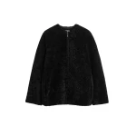 Totême Zipped teddy shearling jacket in Black - Jackets - Scandinavian Minimalist Luxury at Coveti
