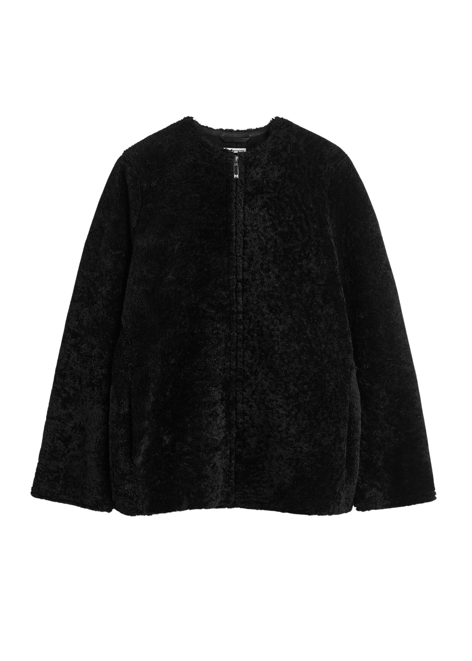 Totême Zipped teddy shearling jacket in Black - Jackets - Scandinavian Minimalist Luxury at Coveti