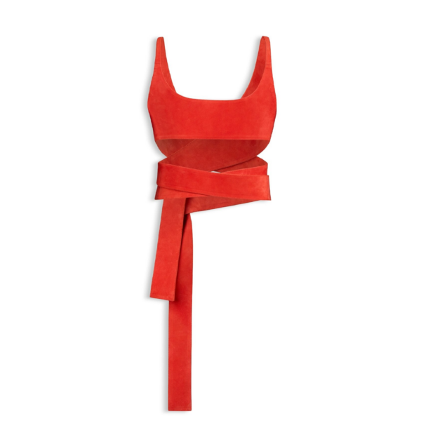 Alaïa Velvet Goatskin Wrapped Top - ALAÏA Tops - Laser Cut Luxury - Shop at Coveti