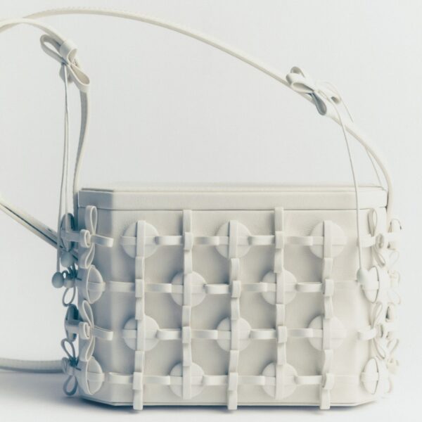 Polène Button Bow Box in Porcelain Button Bow Box in Porcelain - Clutch Bags - Parisian Luxury Leather Bag at Coveti