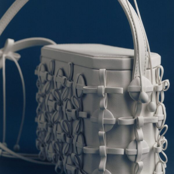 Polène Button Bow Box in Porcelain Button Bow Box in Porcelain - Clutch Bags - Parisian Luxury Leather Bag at Coveti