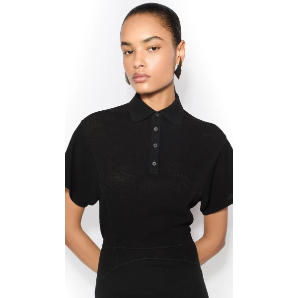 Alaia Wool Blend Polo Dress, view 4